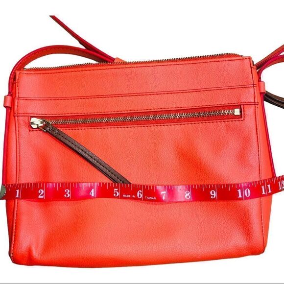 Fossil Bright Orange Crossbody Purse Copper Looking Hardware - Picture 3 of 9